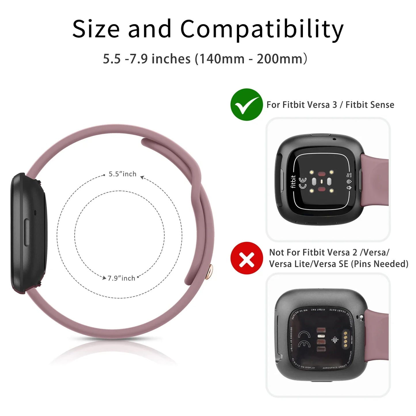 Silicone Watch Band For Fitbit Versa 4/3/2/1/Lite